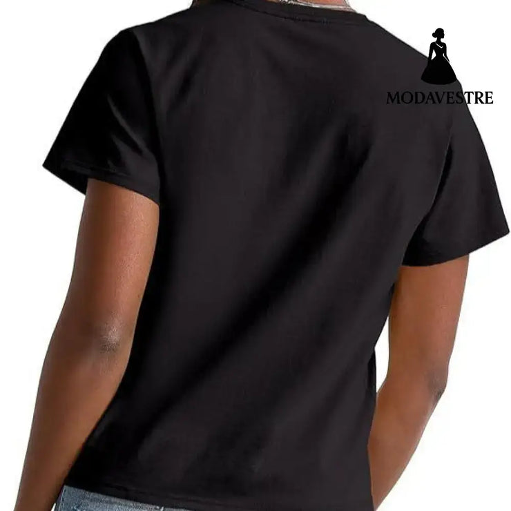 Loose Solid Color Short Sleeve Women’s Summer Casual Crew Neck Top Etek