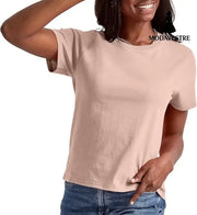 Loose Solid Color Short Sleeve Women’s Summer Casual Crew Neck Top Pink / L Etek