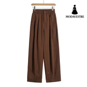 Loose straight leg wide leg casual pants Brown / S