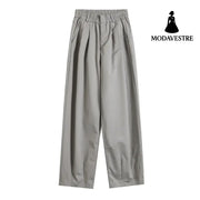 Loose straight leg wide leg casual pants Cement Gray / S