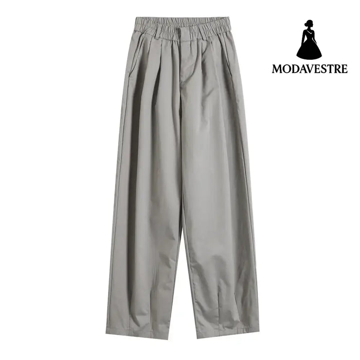 Loose straight leg wide leg casual pants Cement Gray / S