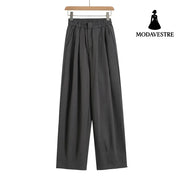 Loose straight leg wide leg casual pants Dark Gray / S