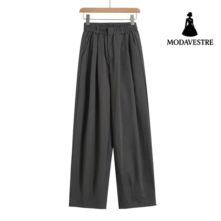 Loose straight leg wide leg casual pants Dark Gray / S