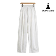 Loose straight leg wide leg casual pants Ivory / S