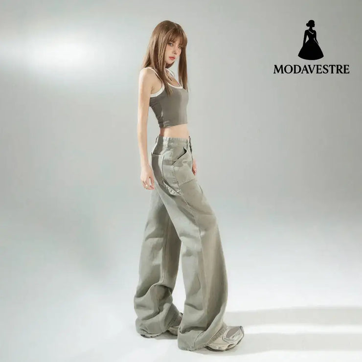 Loose Wide-Leg Pants Boho Chic Versatile Slimming Women’s Denim Pants