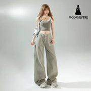 Loose Wide-Leg Pants Boho Chic Versatile Slimming Women’s Denim Pants