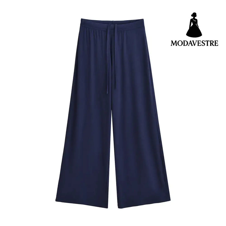 Loose wide leg pants Navy Blue / S