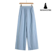 Loose Wrinkle-Free Straight Leg Work Pants Light blue / S