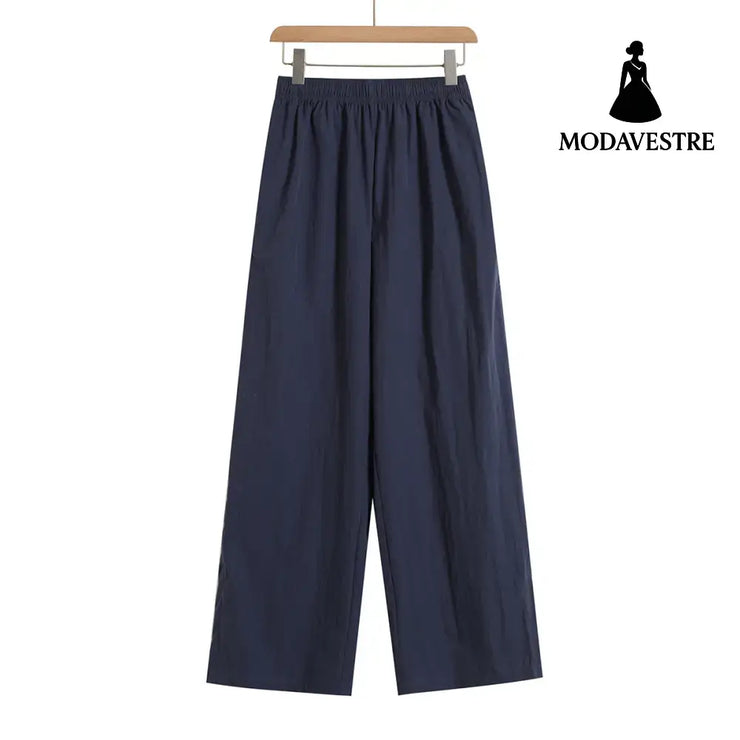 Loose Wrinkle-Free Straight Leg Work Pants Navy blue / S