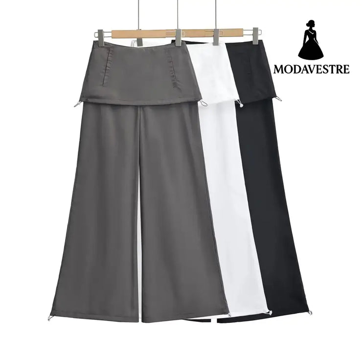 Low waist casual loose wide leg kangaroo pants