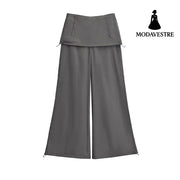 Low waist casual loose wide leg kangaroo pants Carbon Gray Regular Fit / XS