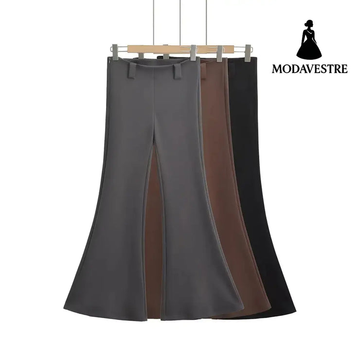 Low waist slim fit floor hugging micro flared pants