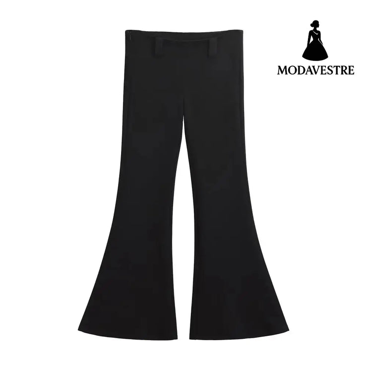 Low waist slim fit floor hugging micro flared pants Black / XS