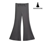 Low waist slim fit floor hugging micro flared pants Carbon Gray / XS