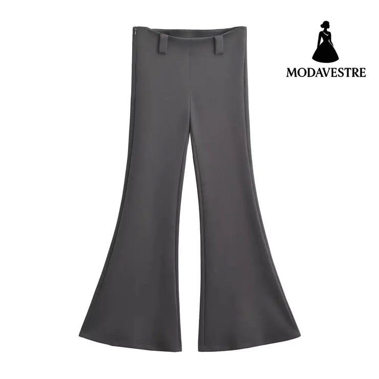 Low waist slim fit floor hugging micro flared pants Carbon Gray / XS