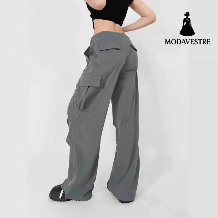 Low waisted drawstring loose compression wide leg pants