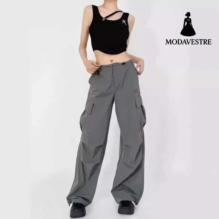 Low waisted drawstring loose compression wide leg pants