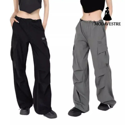 Low waisted drawstring loose compression wide leg pants