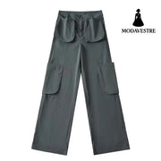Low waisted multi pocket work pants