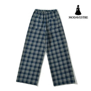 Low waisted plaid pants for women