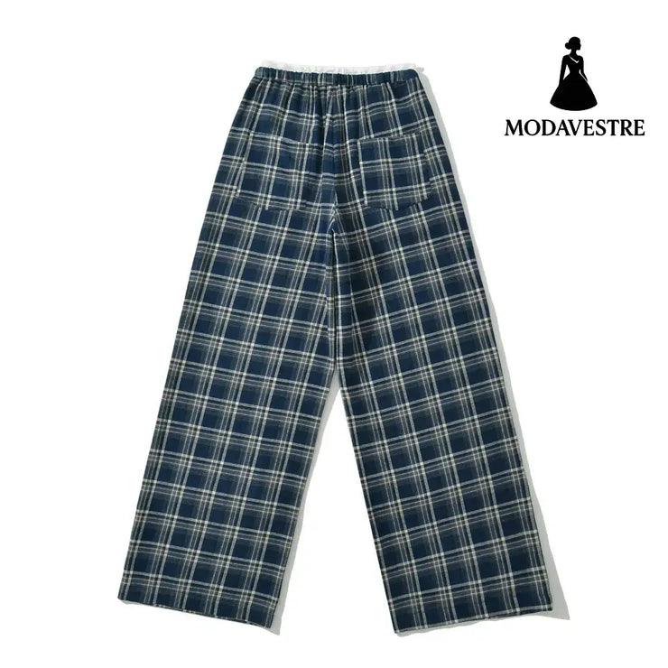Low waisted plaid pants for women