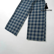 Low waisted plaid pants for women