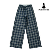 Low waisted plaid pants for women