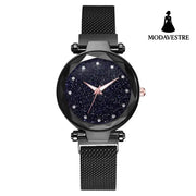 Luxury Women Watches Bracelet Set Fashion Elegant Magnet Buckle Ladies Starry Sky Watch Set Relogio Black Watch