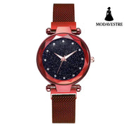Luxury Women Watches Bracelet Set Fashion Elegant Magnet Buckle Ladies Starry Sky Watch Set Relogio Red Watch Accessory