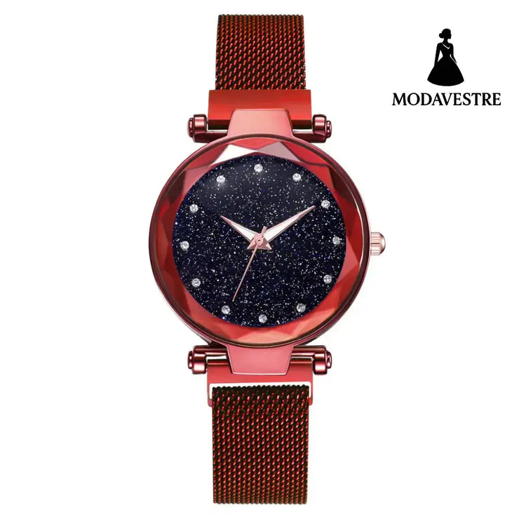 Luxury Women Watches Bracelet Set Fashion Elegant Magnet Buckle Ladies Starry Sky Watch Set Relogio Red Watch Accessory
