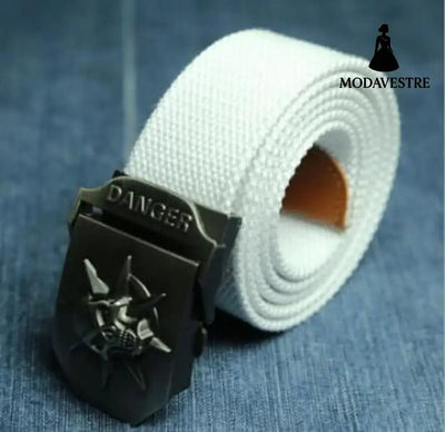 Men Canvas Skull Metal Belt