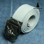 Men Canvas Skull Metal Belt