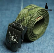 Men Canvas Skull Metal Belt camouflage