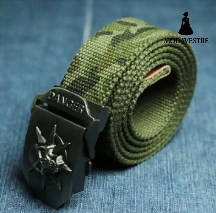 Men Canvas Skull Metal Belt camouflage