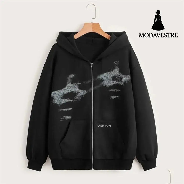 Men Women Y2K Clothing Zip Hoodie Fashion Black / 2XL Jacket