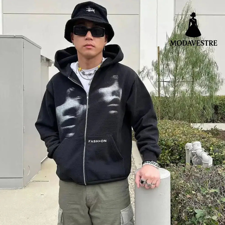 Men Women Y2K Clothing Zip Hoodie Fashion Jacket