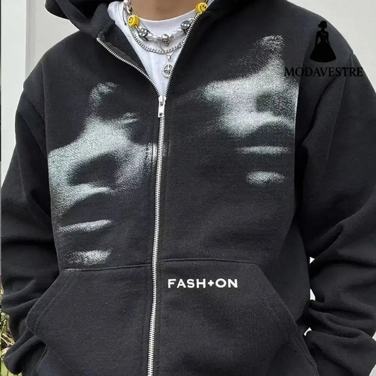 Men Women Y2K Clothing Zip Hoodie Fashion Jacket
