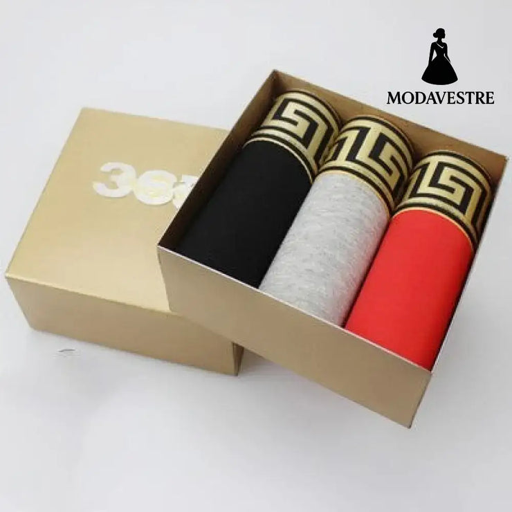 Mens 3Pcs sexy Underwear Boxers Men Shorts Boxer Black red grey / 3XL