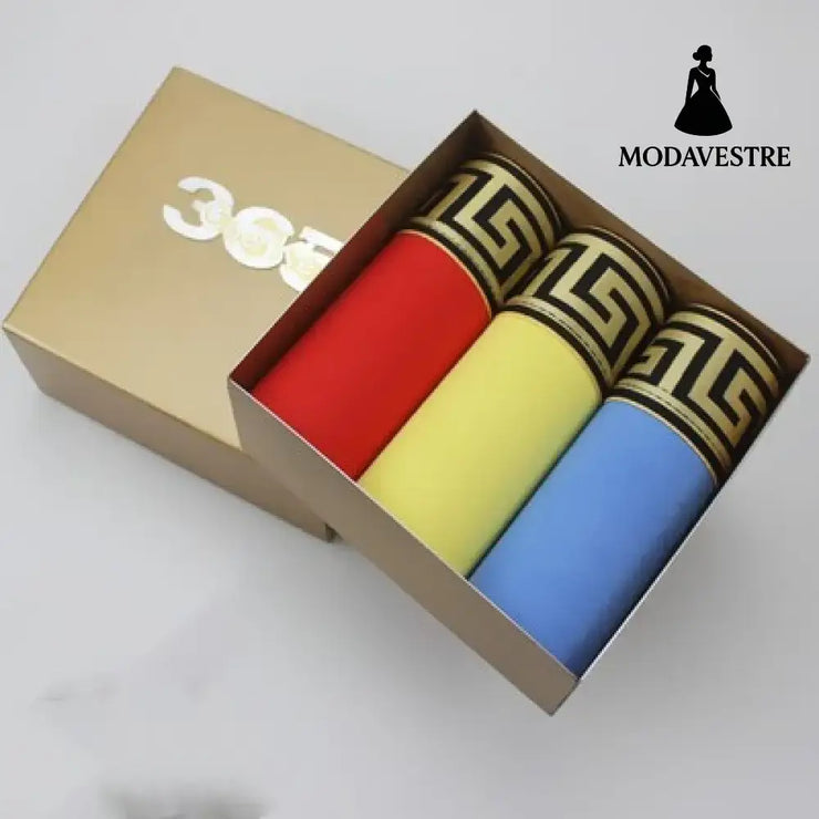 Mens 3Pcs sexy Underwear Boxers Men Shorts Boxer Red yellow blue / 3XL