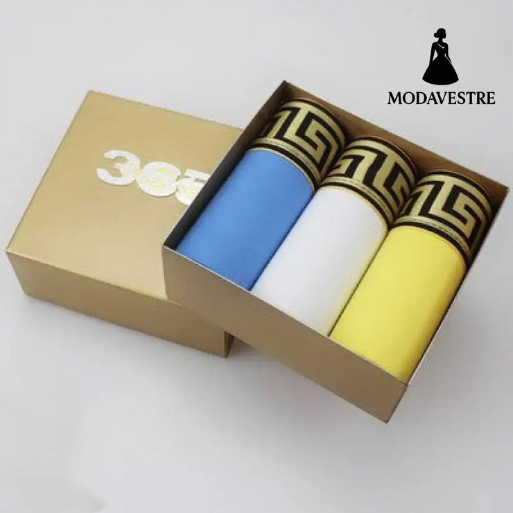 Mens 3Pcs sexy Underwear Boxers Men Shorts Boxer Yellow blue white / 3XL