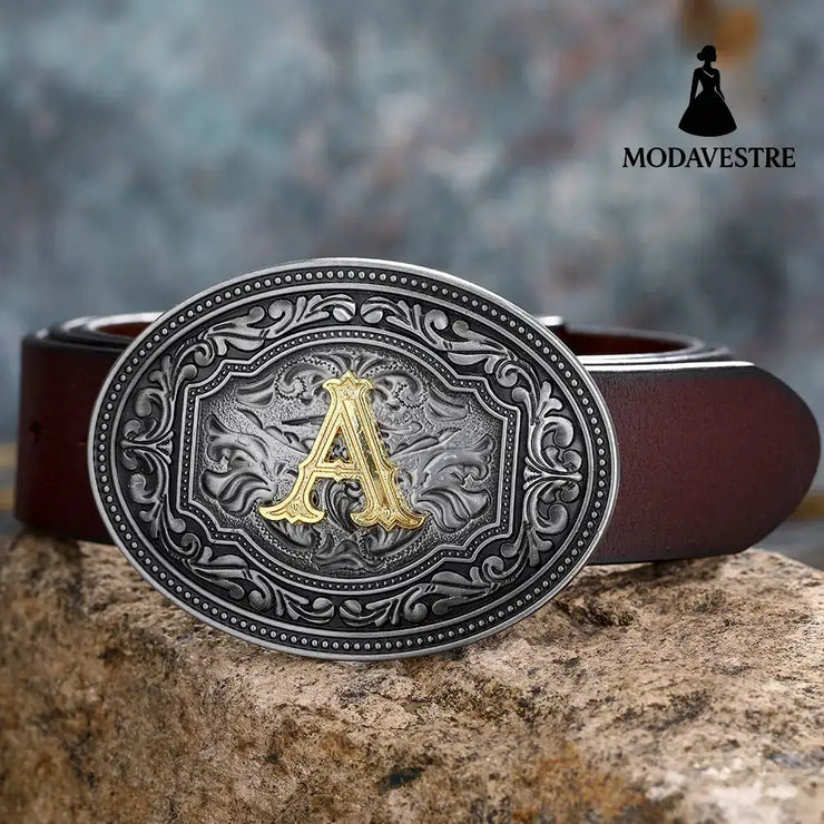 Men’s And Women’s Floral Letter Buckle Belts A