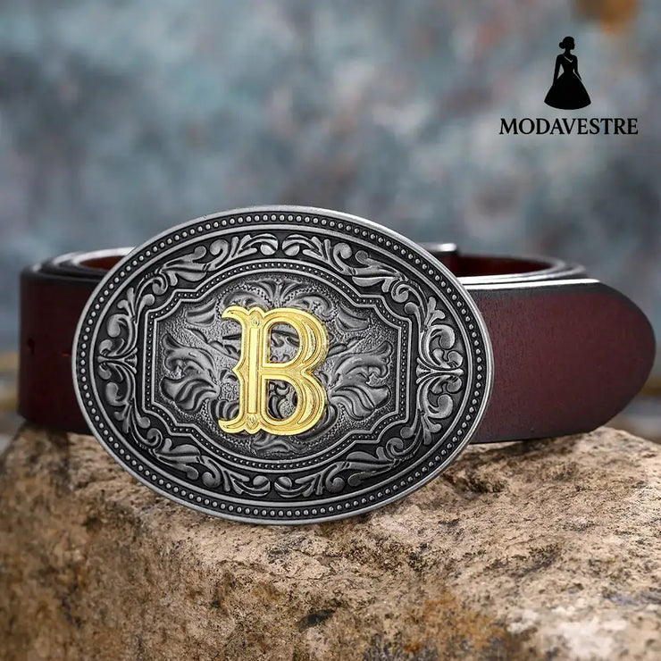 Men’s And Women’s Floral Letter Buckle Belts B