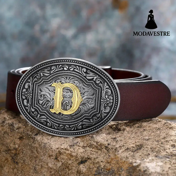 Men’s And Women’s Floral Letter Buckle Belts D