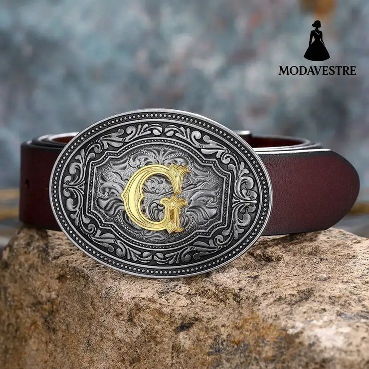 Men’s And Women’s Floral Letter Buckle Belts G