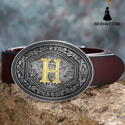 Men’s And Women’s Floral Letter Buckle Belts H