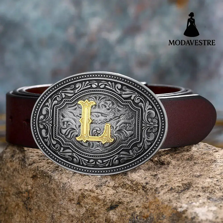 Men’s And Women’s Floral Letter Buckle Belts L