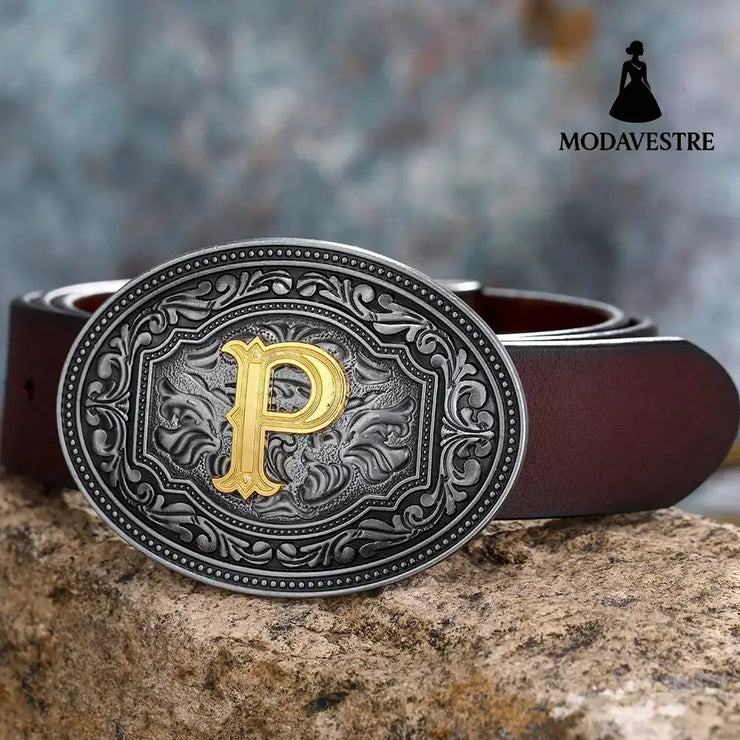 Men’s And Women’s Floral Letter Buckle Belts P