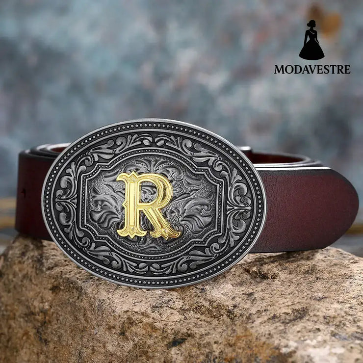 Men’s And Women’s Floral Letter Buckle Belts R