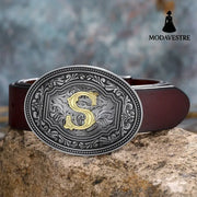 Men’s And Women’s Floral Letter Buckle Belts S