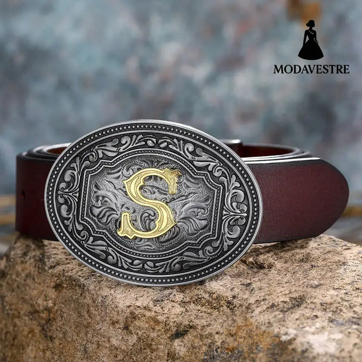 Men’s And Women’s Floral Letter Buckle Belts S